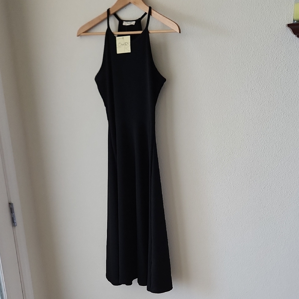 Olivia Rae Black Midi Dress Circle Skirt Tank Racerback Sz M NWT Rockabilly VTG